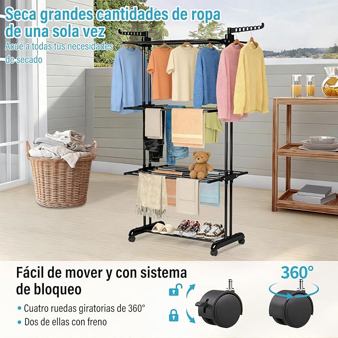 TENDEDERO ORGANIZADOR DE ROPA PLEGABLE