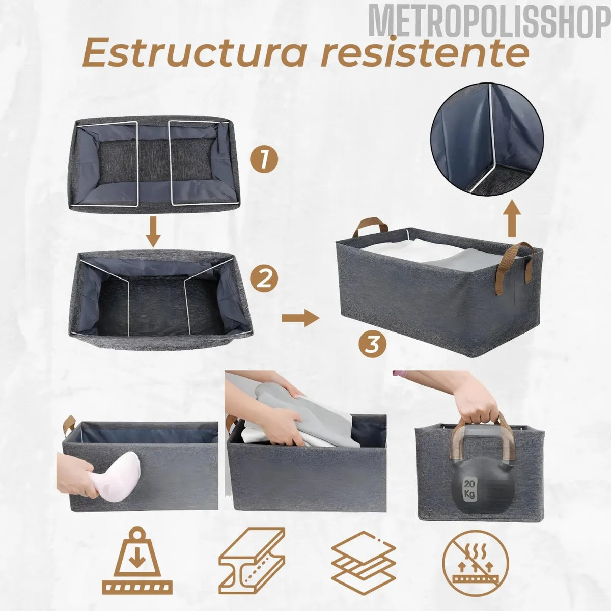 Pack 3 Canastas Cajas Organizadoras Pleg